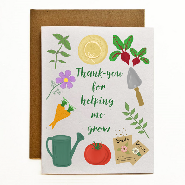 Thank You For Helping Me Grow Eco-Friendly Greeting Card