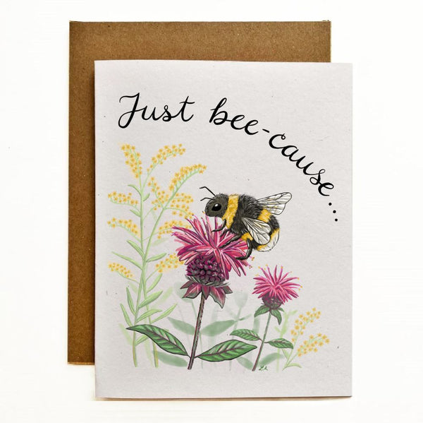 Just Beecause Recycled Greeting Card