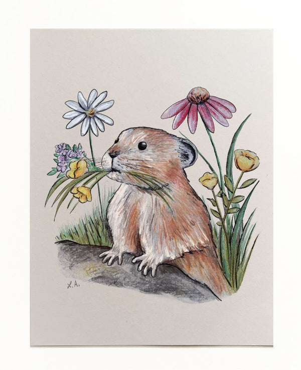 Pika With Flowers Art Print