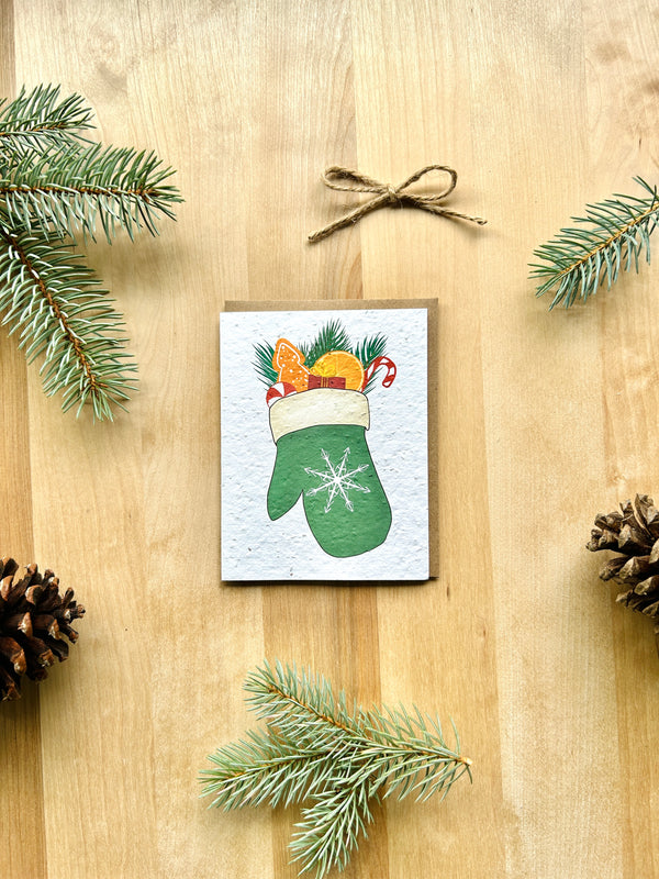 Festive Mitten Eco-Friendly Greeting Card