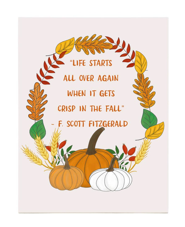 F. Scott Fitzgerald Quote With Pumpkins Art Print