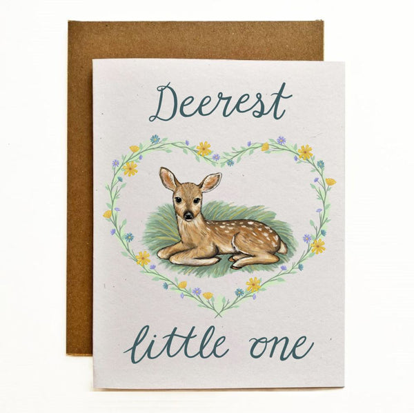 Deerest Little One New Baby Recycled Greeting Card