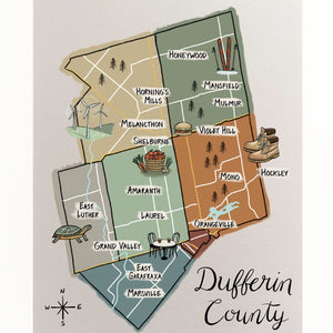 Dufferin County Ontario Map Art Print
