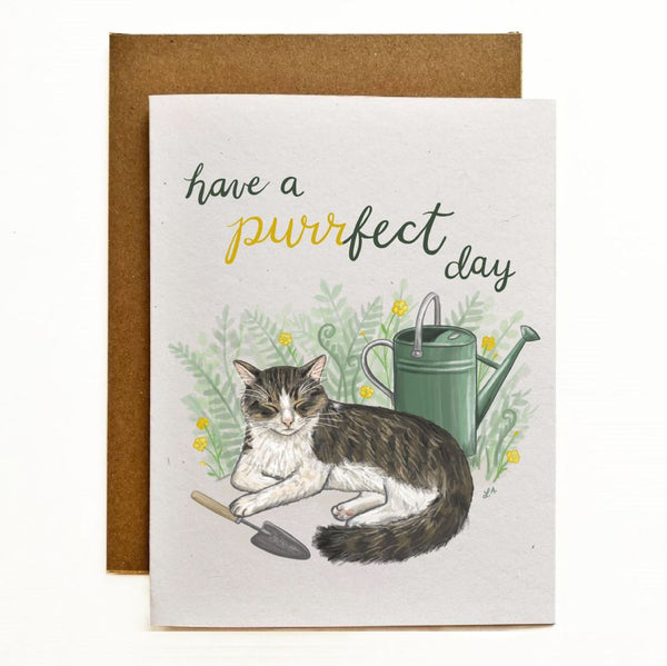 Have a Purrfect Day Sleeping Cat Recycled Greeting Card