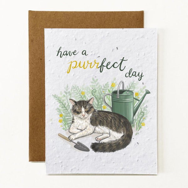Have a Purrfect Day Sleeping Cat Seed Paper Greeting Card