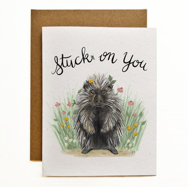 Stuck On You Porcupine Recycled Greeting Card