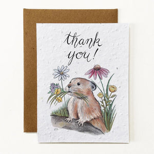 Thank You Pika With Flowers Seed Paper Greeting Card