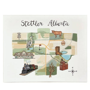 Illustrated map of the town of Stettler Alberta