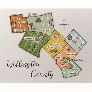 Wellington County Map Art Print